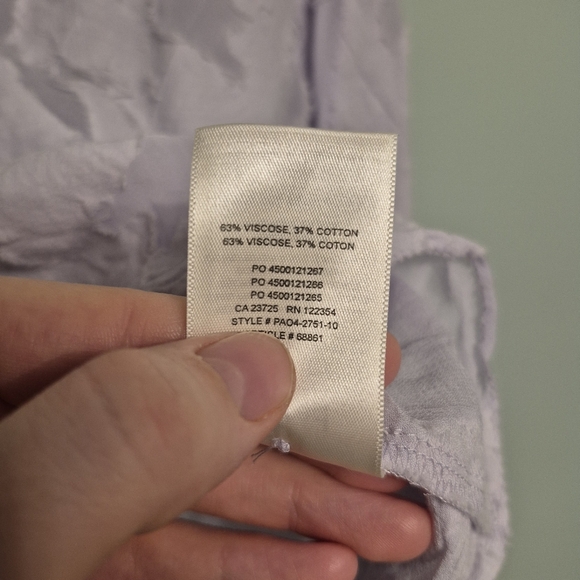 Wilfred Aritzia Women's Boho Purple Floral Sheer Cropped Blouse Size XXS-S - Picture 6 of 6